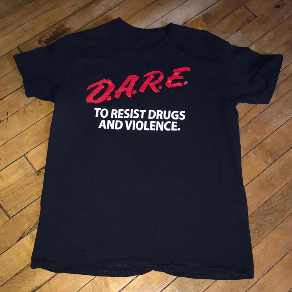 D.A.R.E. Black Graphic Tee with Red & White Logo